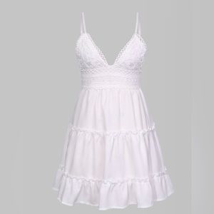 White summer dress with ruffles